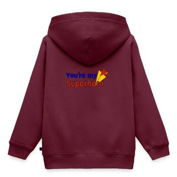 you're my superhero - Kinder Premium Organic Hoodie - Burgunderrot - Hinten - AI Model Kid Female (0cm)