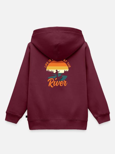 Outdoor Hiking River,Hiking - Kinder Premium Organic Hoodie - Burgunderrot