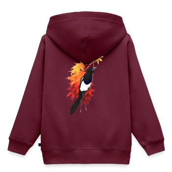 Elster - Kinder Premium Organic Hoodie - Burgunderrot - Hinten - AI Model Kid Female (0cm)
