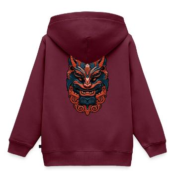 Dragimon - Kinder Premium Organic Hoodie - Burgunderrot - Hinten - AI Model Kid Female (0cm)