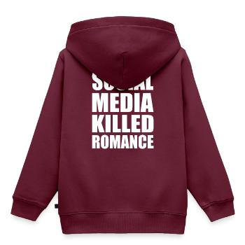 social media killed romance - Kinder Premium Organic Hoodie - Burgunderrot - Hinten - AI Model Kid Female (0cm)