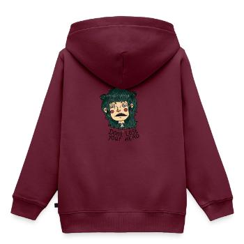 Verliere den Kopf nicht. - Kinder Premium Organic Hoodie - Burgunderrot - Hinten - AI Model Kid Female (0cm)