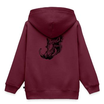 Wildschwein - Kinder Premium Organic Hoodie - Burgunderrot - Hinten - AI Model Kid Female (0cm)