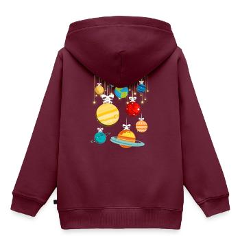Bauble Christmas Solar System - Kinder Premium Organic Hoodie - Burgunderrot - Hinten - AI Model Kid Female (0cm)