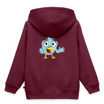 Vogel - Kinder Premium Organic Hoodie - Burgunderrot - Hinten - AI Model Kid Female (0cm)