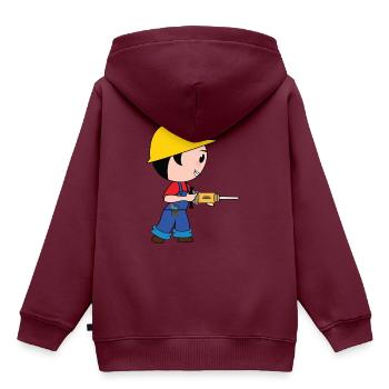 construction worker bauarbeiter strassenbau tierfb - Kinder Premium Organic Hoodie - Burgunderrot - Hinten - AI Model Kid Female (0cm)