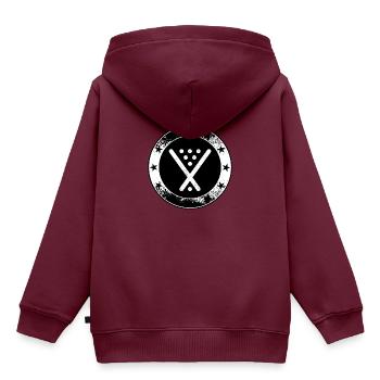 Poolbillard Emblem - Symbol Billard Queue Snooker - Kinder Premium Organic Hoodie - Burgunderrot - Hinten - AI Model Kid Female (0cm)