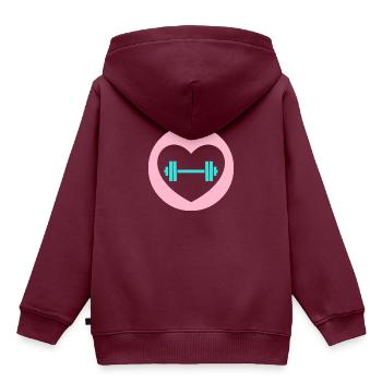 Workout - Kinder Premium Organic Hoodie - Burgunderrot - Hinten - AI Model Kid Female (0cm)