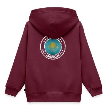 Made in Kazakhstan - Kinder Premium Organic Hoodie - Burgunderrot - Hinten - AI Model Kid Female (0cm)
