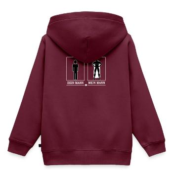 Dein Mann Mein Mann - Kinder Premium Organic Hoodie - Burgunderrot - Hinten - AI Model Kid Female (0cm)
