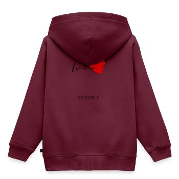 love yourself - Kinder Premium Organic Hoodie - Burgunderrot - Hinten - AI Model Kid Female (0cm)
