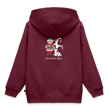 Schneeballschlacht Schneeball Schnee Winter - Kinder Premium Organic Hoodie - Burgunderrot - Hinten - AI Model Kid Female (0cm)