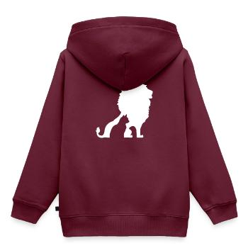 Katze und Löwe - Kinder Premium Organic Hoodie - Burgunderrot - Hinten - AI Model Kid Female (0cm)