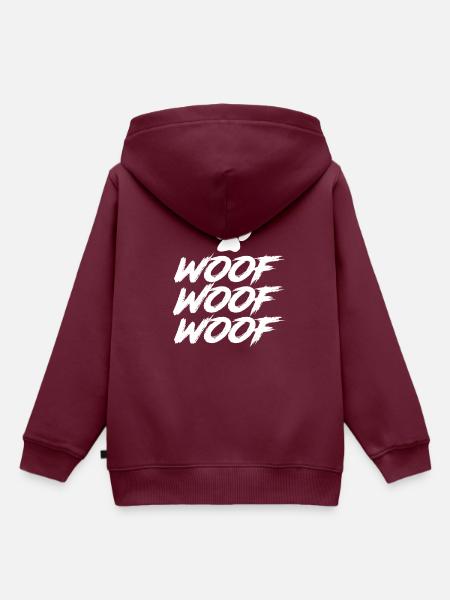 WOOF WOOF WOOF - Kinder Premium Organic Hoodie - Burgunderrot