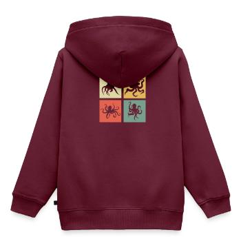 Tintenfische - Kinder Premium Organic Hoodie - Burgunderrot - Hinten - AI Model Kid Female (0cm)