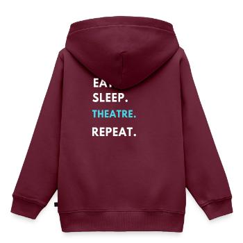 Theater - Kinder Premium Organic Hoodie - Burgunderrot - Hinten - AI Model Kid Female (0cm)
