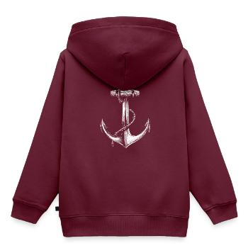 Anker - Kinder Premium Organic Hoodie - Burgunderrot - Hinten - AI Model Kid Female (0cm)