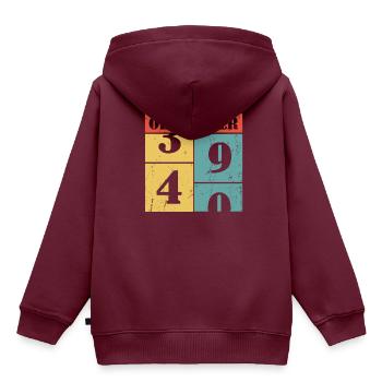 40 vierzig vierzigster Geburtstag oldometer - Shir - Kinder Premium Organic Hoodie - Burgunderrot - Hinten - AI Model Kid Female (0cm)