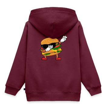 Dub Burger - Kinder Premium Organic Hoodie - Burgunderrot - Hinten - AI Model Kid Female (0cm)