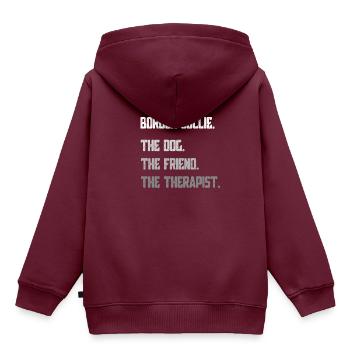 Border Collie - Kinder Premium Organic Hoodie - Burgunderrot - Hinten - AI Model Kid Female (0cm)