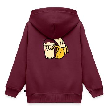 Banana and Shake - Kinder Premium Organic Hoodie - Burgunderrot - Hinten - AI Model Kid Female (0cm)