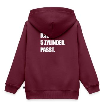 5 Zylinder - Kinder Premium Organic Hoodie - Burgunderrot - Hinten - AI Model Kid Female (0cm)