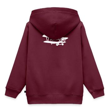 Flugzeug Propeller Doppeldecker T-Shirt - Kinder Premium Organic Hoodie - Burgunderrot - Hinten - AI Model Kid Female (0cm)