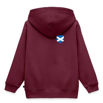 Schottland - Kinder Premium Organic Hoodie - Burgunderrot - Hinten - AI Model Kid Female (0cm)