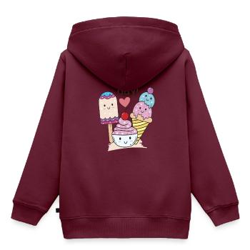 FUN DAY! - Kinder Premium Organic Hoodie - Burgunderrot - Hinten - AI Model Kid Female (0cm)