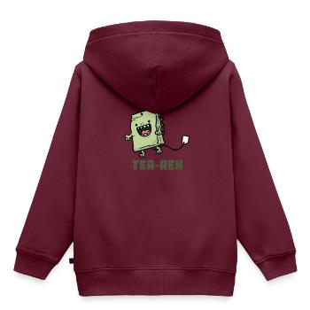 Tea Rex Tee-Rex - Kinder Premium Organic Hoodie - Burgunderrot - Hinten - AI Model Kid Female (0cm)