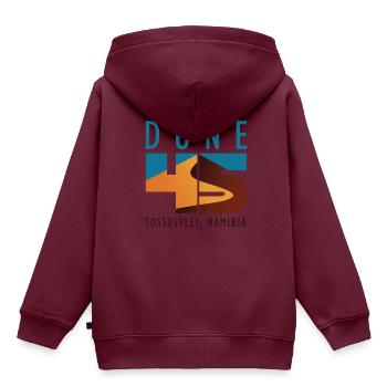 Dune 45 - Sossusvlei, Namibia - Kinder Premium Organic Hoodie - Burgunderrot - Hinten - AI Model Kid Female (0cm)