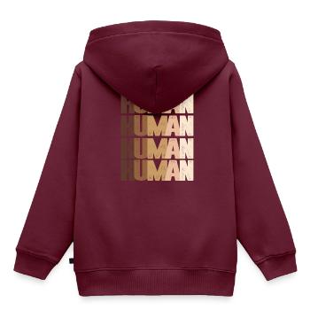 Human Anti Rassismus Rassisten Stoppen Black Histo - Kinder Premium Organic Hoodie - Burgunderrot - Hinten - AI Model Kid Female (0cm)