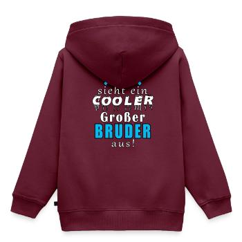 So Sieht Ein Cooler Großer Bruder Aus - Kinder Premium Organic Hoodie - Burgunderrot - Hinten - AI Model Kid Female (0cm)
