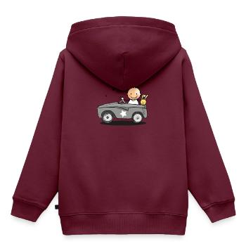 Baby in Retro-Auto - Kinder Premium Organic Hoodie - Burgunderrot - Hinten - AI Model Kid Female (0cm)