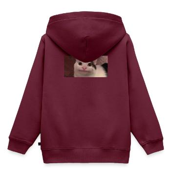 meme cat - Kinder Premium Organic Hoodie - Burgunderrot - Hinten - AI Model Kid Female (0cm)