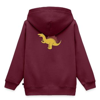 Dinosaurier Steinzeit Fossil Geschenk Neandertaler - Kinder Premium Organic Hoodie - Burgunderrot - Hinten - AI Model Kid Female (0cm)