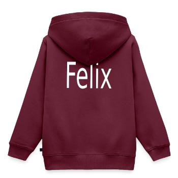 Felix - Kinder Premium Organic Hoodie - Burgunderrot - Hinten - AI Model Kid Female (0cm)