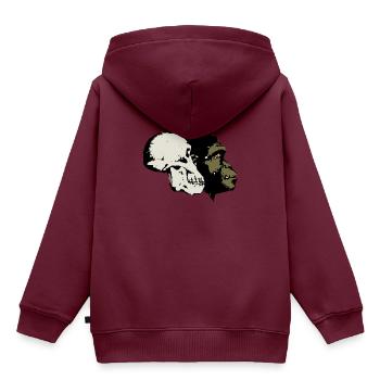 Evolution - Kinder Premium Organic Hoodie - Burgunderrot - Hinten - AI Model Kid Female (0cm)