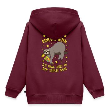 Bye Bye Kindergarten Faultier Schule Rumhängen - Kinder Premium Organic Hoodie - Burgunderrot - Hinten - AI Model Kid Female (0cm)