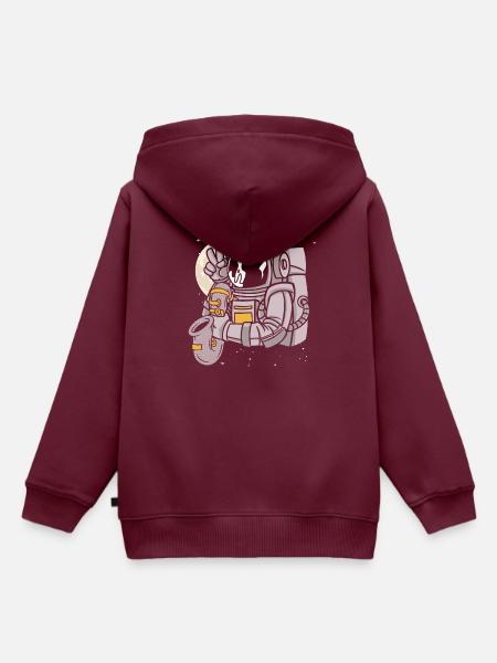 Astronomer Playing Saxophone - Kinder Premium Organic Hoodie - Burgunderrot