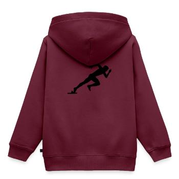 Sprinter - Kinder Premium Organic Hoodie - Burgunderrot - Hinten - AI Model Kid Female (0cm)