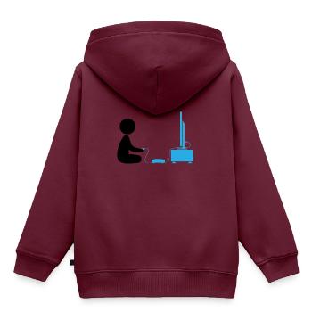Ein Junge spielt mit seiner Spielekonsole - Kinder Premium Organic Hoodie - Burgunderrot - Hinten - AI Model Kid Female (0cm)