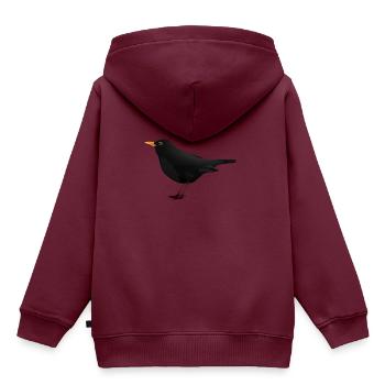 Amsel - Kinder Premium Organic Hoodie - Burgunderrot - Hinten - AI Model Kid Female (0cm)
