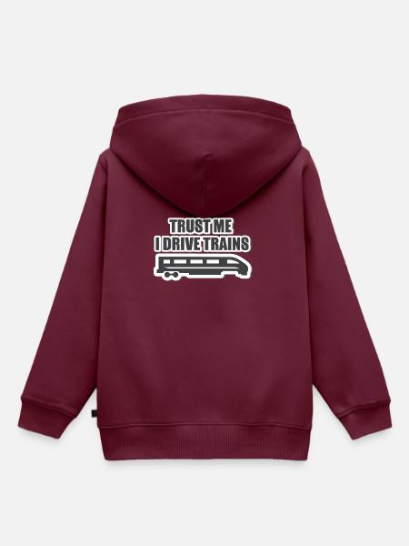 Lokführer, Zugführer, Eisenbahn, U-Bahn, ICE, Zug - Kinder Premium Organic Hoodie - Burgunderrot