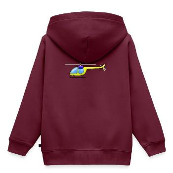 Hubschrauber gelb - Kinder Premium Organic Hoodie - Burgunderrot - Hinten - AI Model Kid Female (0cm)