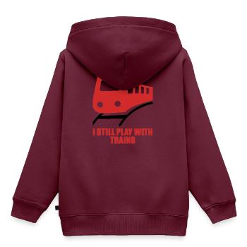 Lokführer, Zugführer, Eisenbahn, U-Bahn, ICE, Zug - Kinder Premium Organic Hoodie - Burgunderrot - Hinten - AI Model Kid Female (0cm)