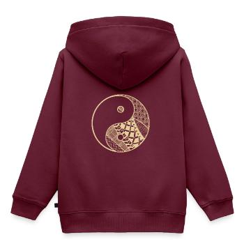Ying Yang - Kinder Premium Organic Hoodie - Burgunderrot - Hinten - AI Model Kid Female (0cm)