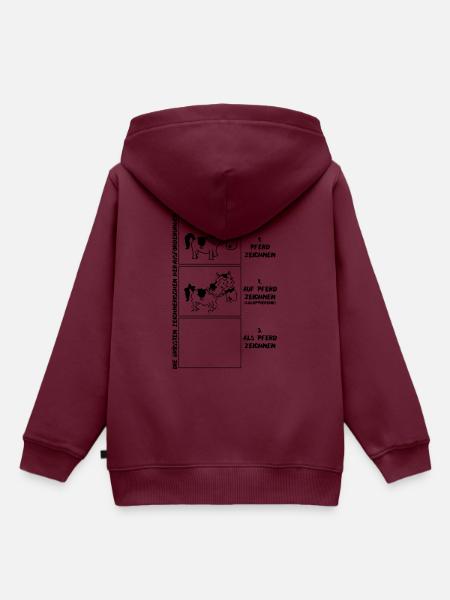 Pferd zeichnen - Kinder Premium Organic Hoodie - Burgunderrot