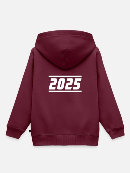 2025 Jahr - Kinder Premium Organic Hoodie - Burgunderrot