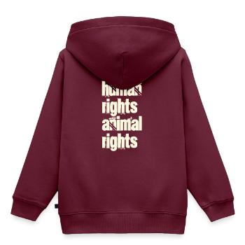 Menschenrechte / Tierrechte - Kinder Premium Organic Hoodie - Burgunderrot - Hinten - AI Model Kid Female (0cm)